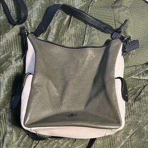 Coach green Two-Tone Leather Shoulder Bag